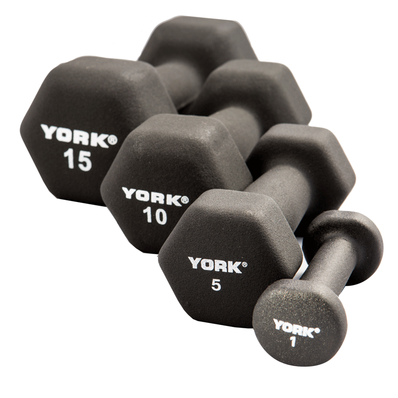 York Barbell Dumbbells Hex Neoprene Aerobic Weights Canada 10LB