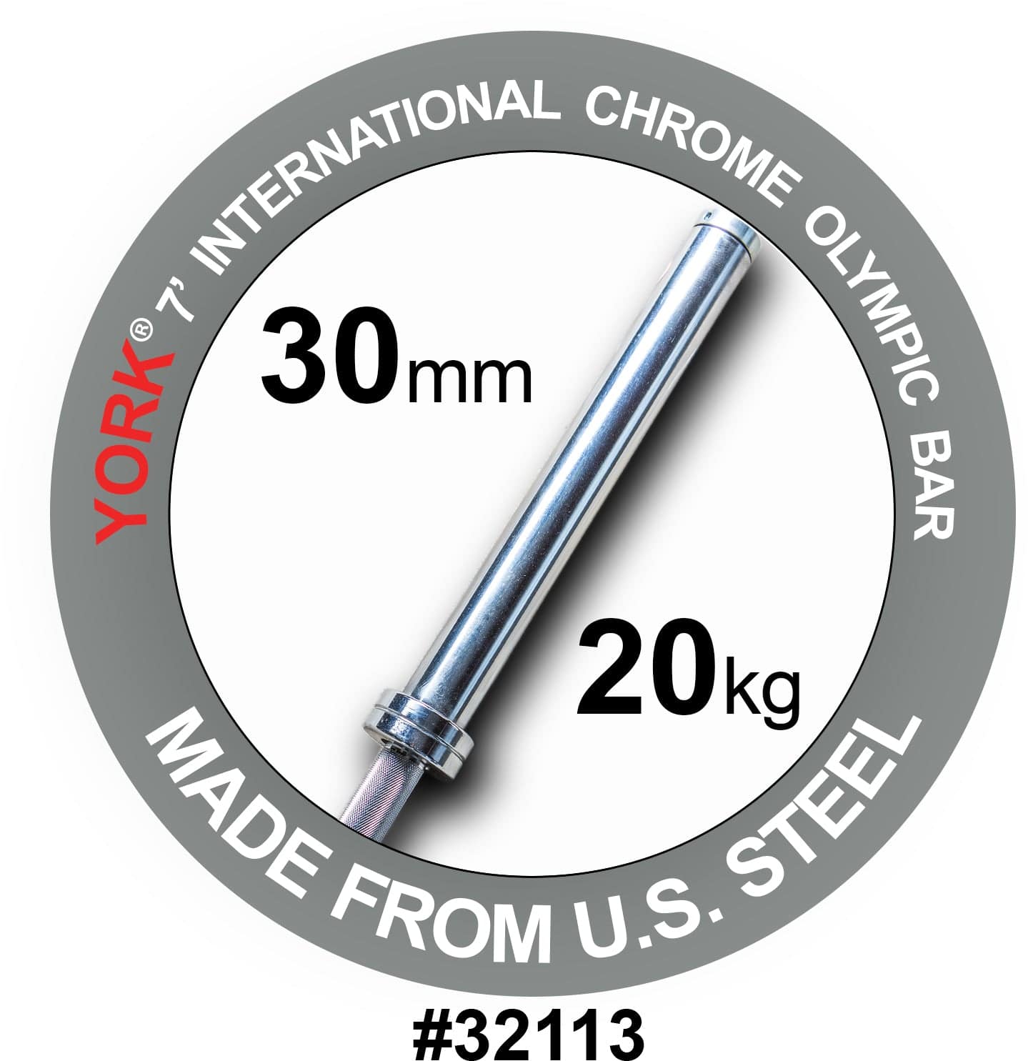 York Barbell International Hard Chrome Olympic Bar 7ft 30mm Canada