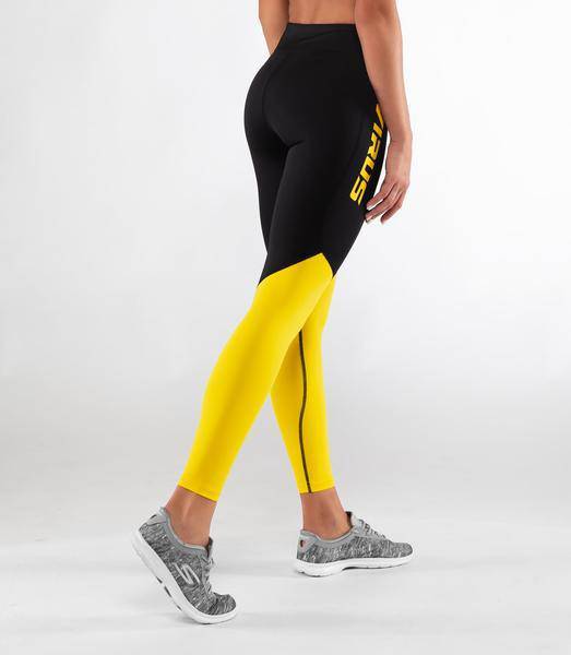 Virus Womens Stay Cool yellow and Black Compression Tights ECO21