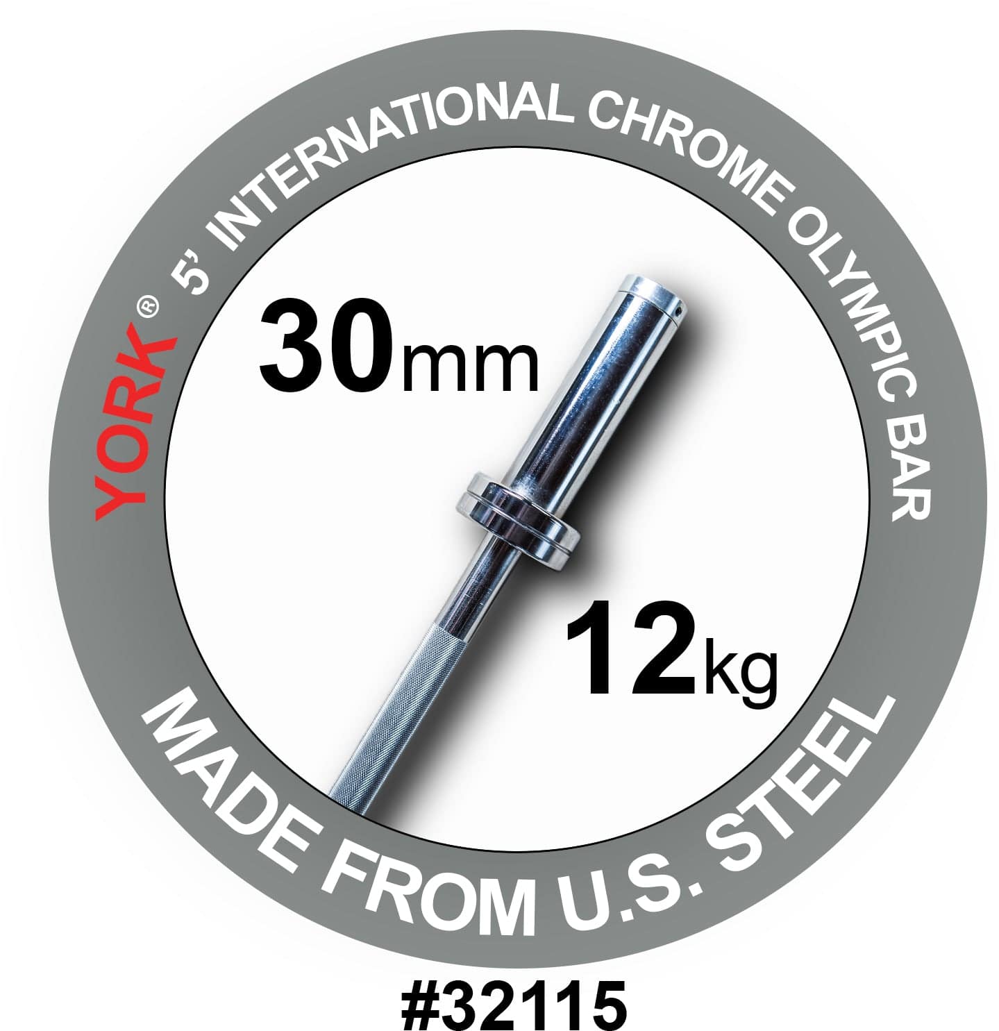 York Barbell International Hard Chrome Bar 5ft 30mm Olympic Bars