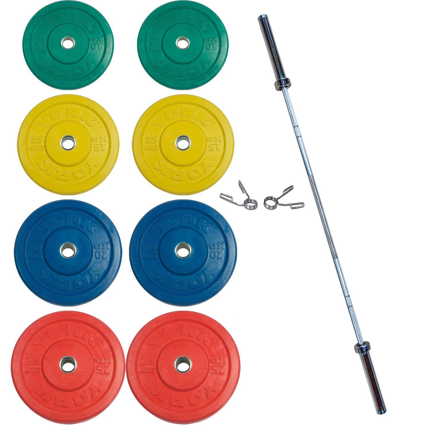 York Barbell Solid Rubber Training Bumper Plates Color Kilos